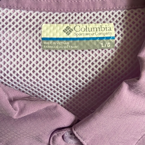 Columbia PFG Short-Sleeve Button Down Shirt In Lilac, Size L - Picture 3 of 7